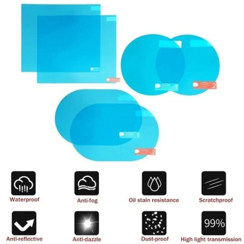 2pcs/set Car Rearview Mirror Protective Film Anti Fog Membrane Anti-Glare Waterproof Rainproof Car Sticker Clear Film