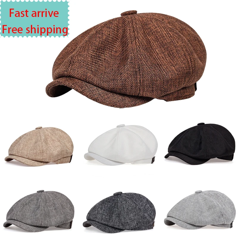 

New Solid Newsboy Hat Spring Summer Thin Retro Hats Wild Casual Men's Caps Unisex Octagonal Cap Fashion Hip Hop Caps Gorras