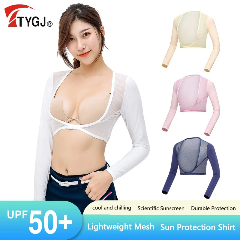 Women Cooling Golf Shawl Sleeves Ice Silk Sunscreen Arm Sleeves Ladies Summer Uv Protection Shirts Golf Cropped Tops Women Golf Arm Sleeves