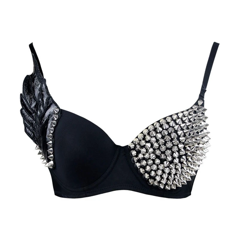 

Sexy Bra for Women Handmade Wings Bra Stylish Studded Bras Punk Belly Dance Bras