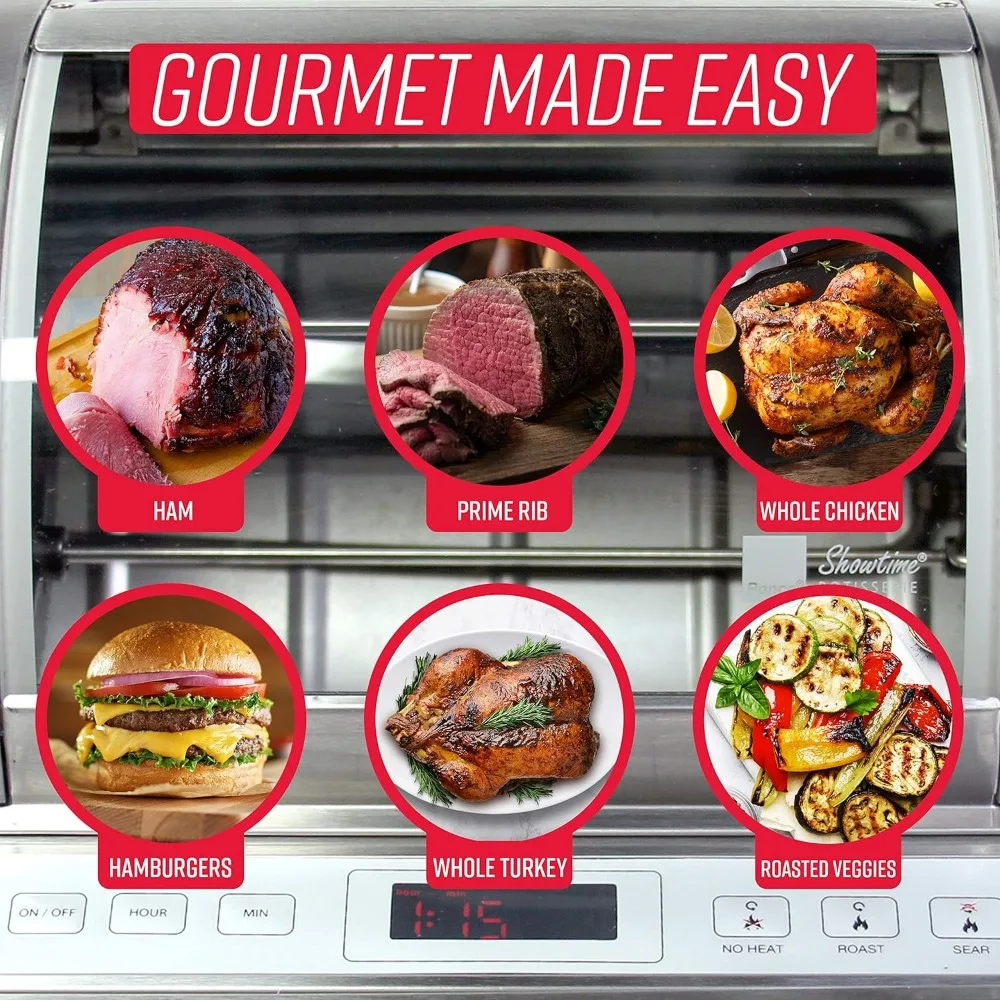 Rotisserie Oven,Gourmet Cooking at Home,Cooks Perfectly Roasted Chickens,Turkey,Pork,Roasts & Burgers,Large Capacity 6