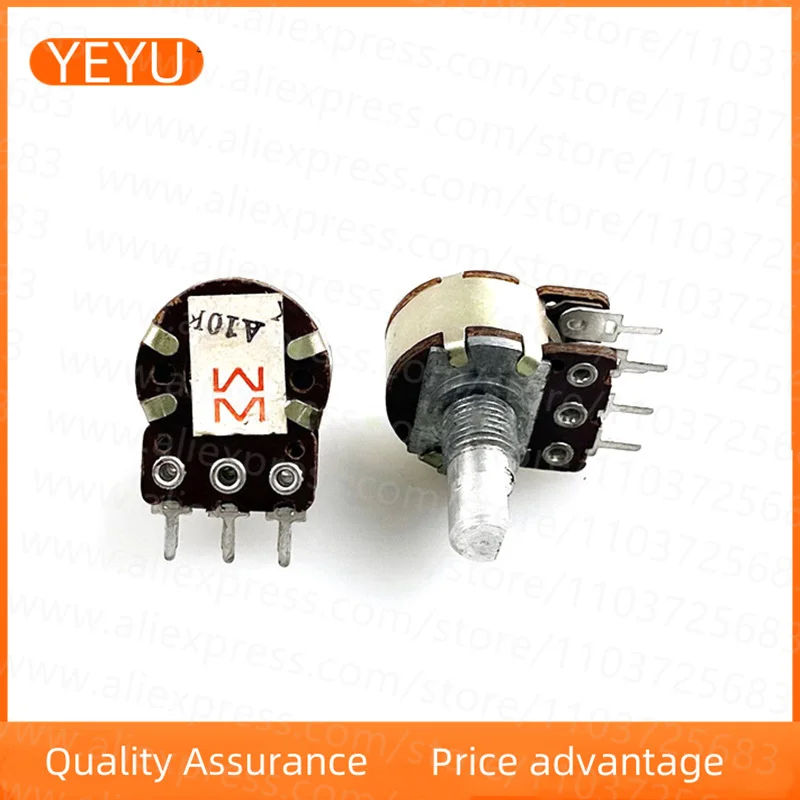 2PCS R16 Type A10K 6-pin Dual Potentiometer Power Amplifier Speaker Volume Adjustment Carbon Film 15mm D Axis