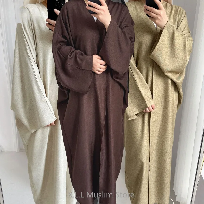 Fashion Eid Rmadan Modest Open Abaya Kimono Dubai Muslim Causal Cardigan Abayas Turkey Islamic Female Robe Clothes For Women