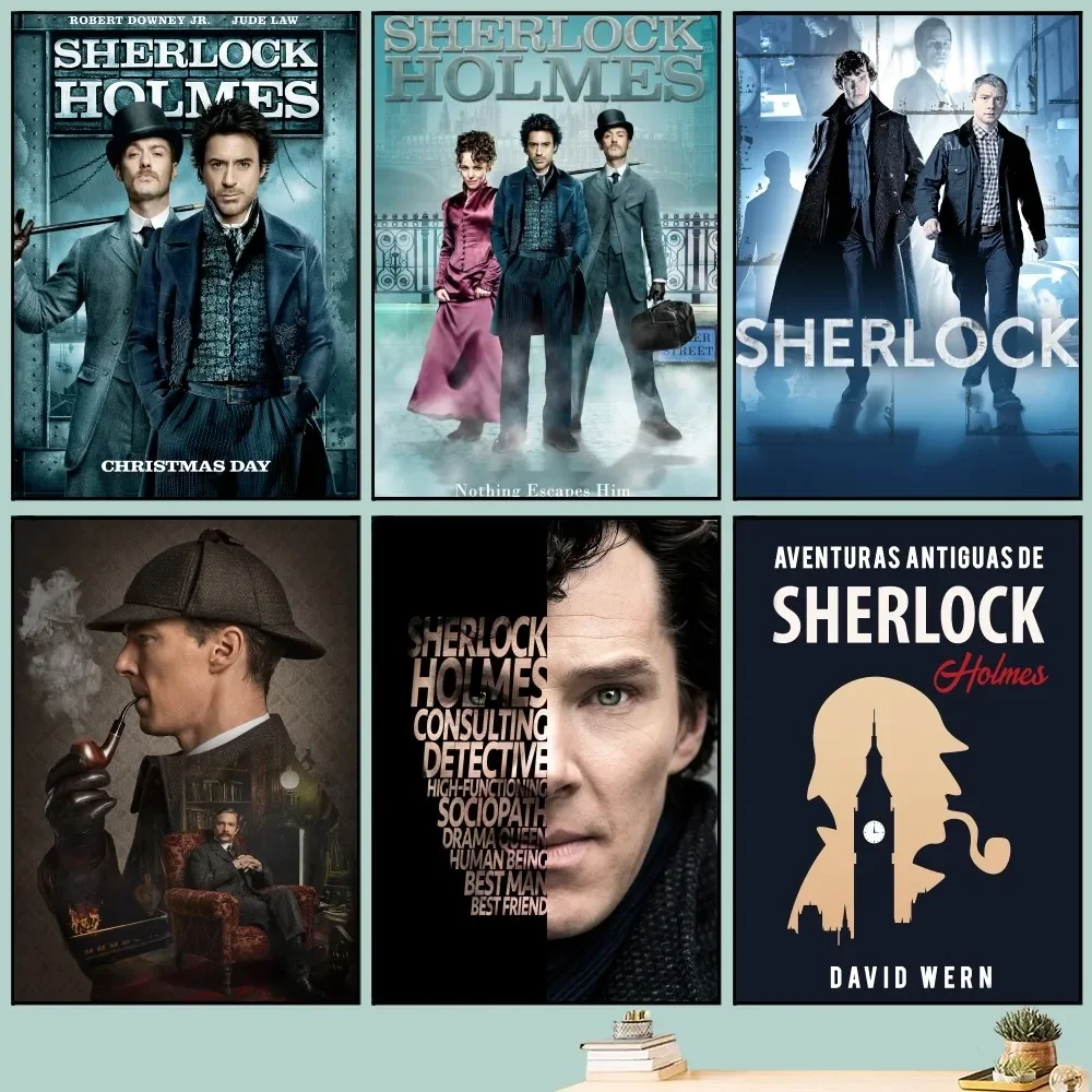 221B S-Sherlock H-Holmes Poster Fai Da Te Vintage Movie Poster Wall Art Painting Study Stickers Small Szie Wall Painting