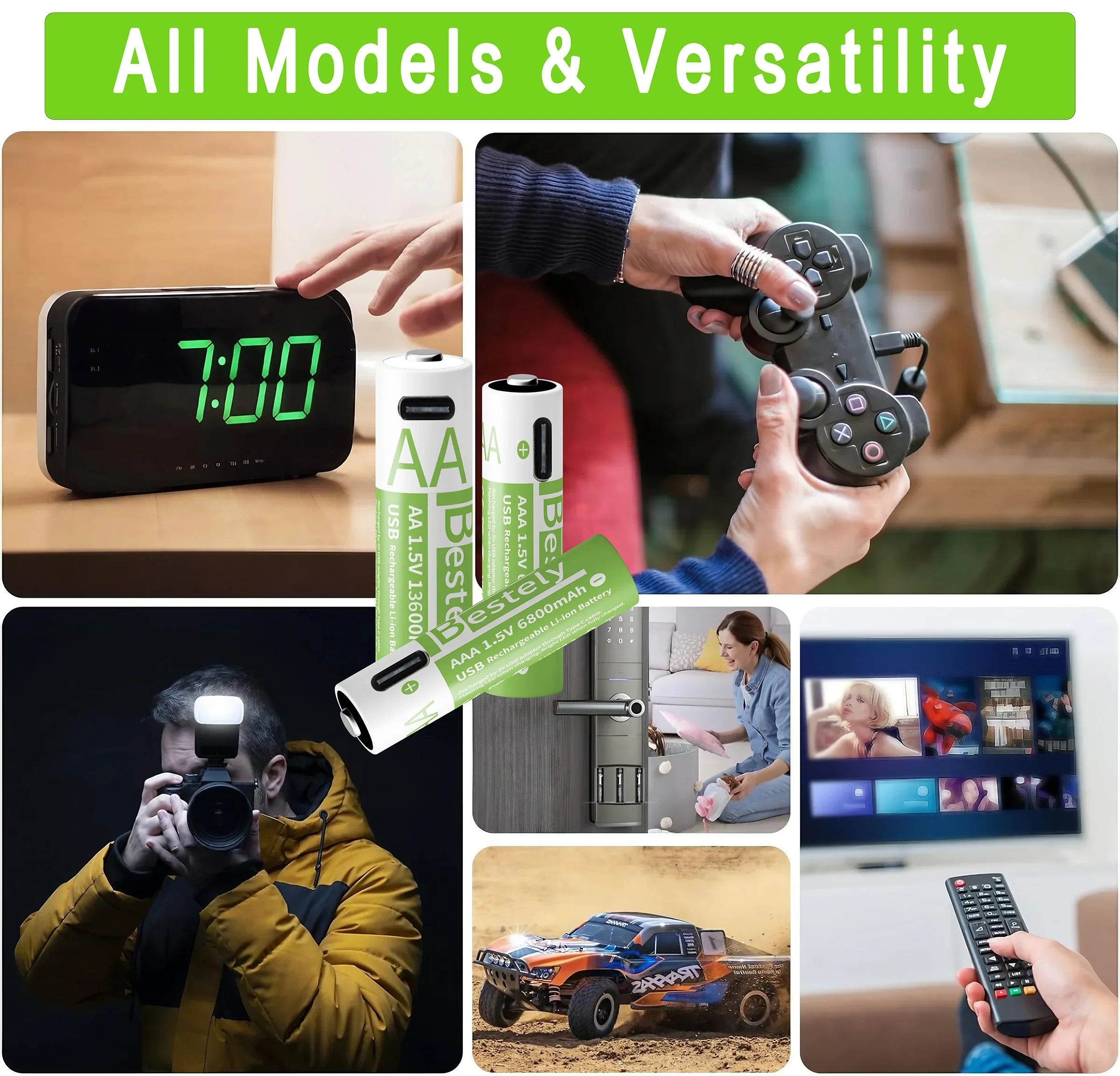 Nuove batterie al litio ricaricabili da 1,5 V AAA 6800 mAh + AA 13600 mAh Batteria agli ioni di litio USB a ricarica rapida 2000 cicli con cavo USB-C - immagine 6