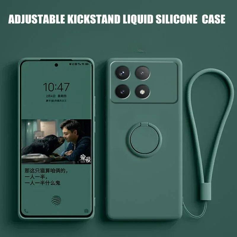 Liquid Silicone Ring Holder Phone Case with TPU Protective Soft Back Cover