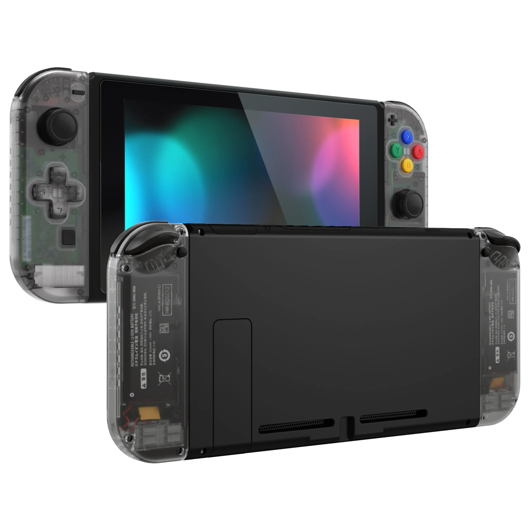 EXtremeRate-funda de repuesto para mando de Nintendo Switch, juego de botones de cubierta para NS, JoyCon y NS OLED, serie transparente