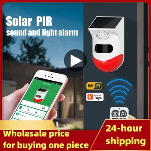 WiFi Waterproof Solar Infrared Outdoor Motion Alarm Detector Security Monitor Sound Siren Alarm Remote Control Smart Life APP