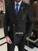2 Pieces 2024 Men's Suit  Striped Suit Double Breasted Suits For Wedding Groom Groomsmen High-End Business Casual Clothing 2
