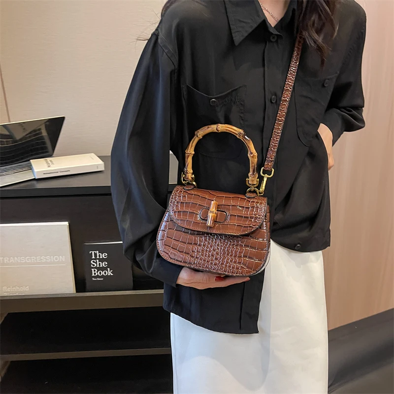 Brand bamboo hand bags for women High quality PU shoulder bag