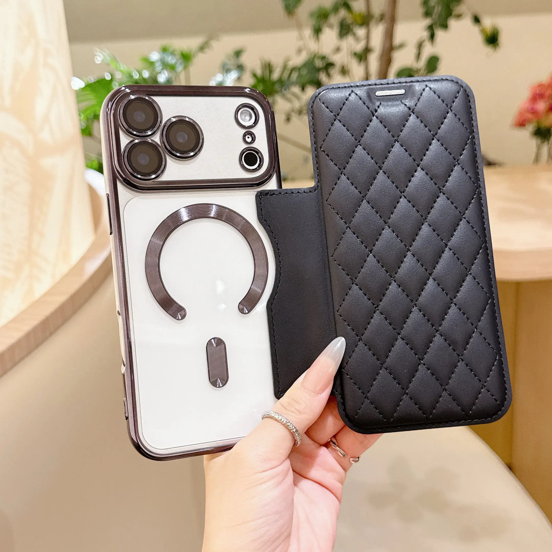 Elegant PU Leather Flip Wallet Phone Case with Card Slots and Magnetic Closure