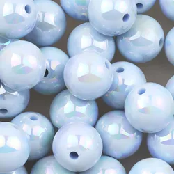 Vibrant 16mm Round UV Glitter Acrylic Beads for DIY Jewelry and Accessories (Light Blue)