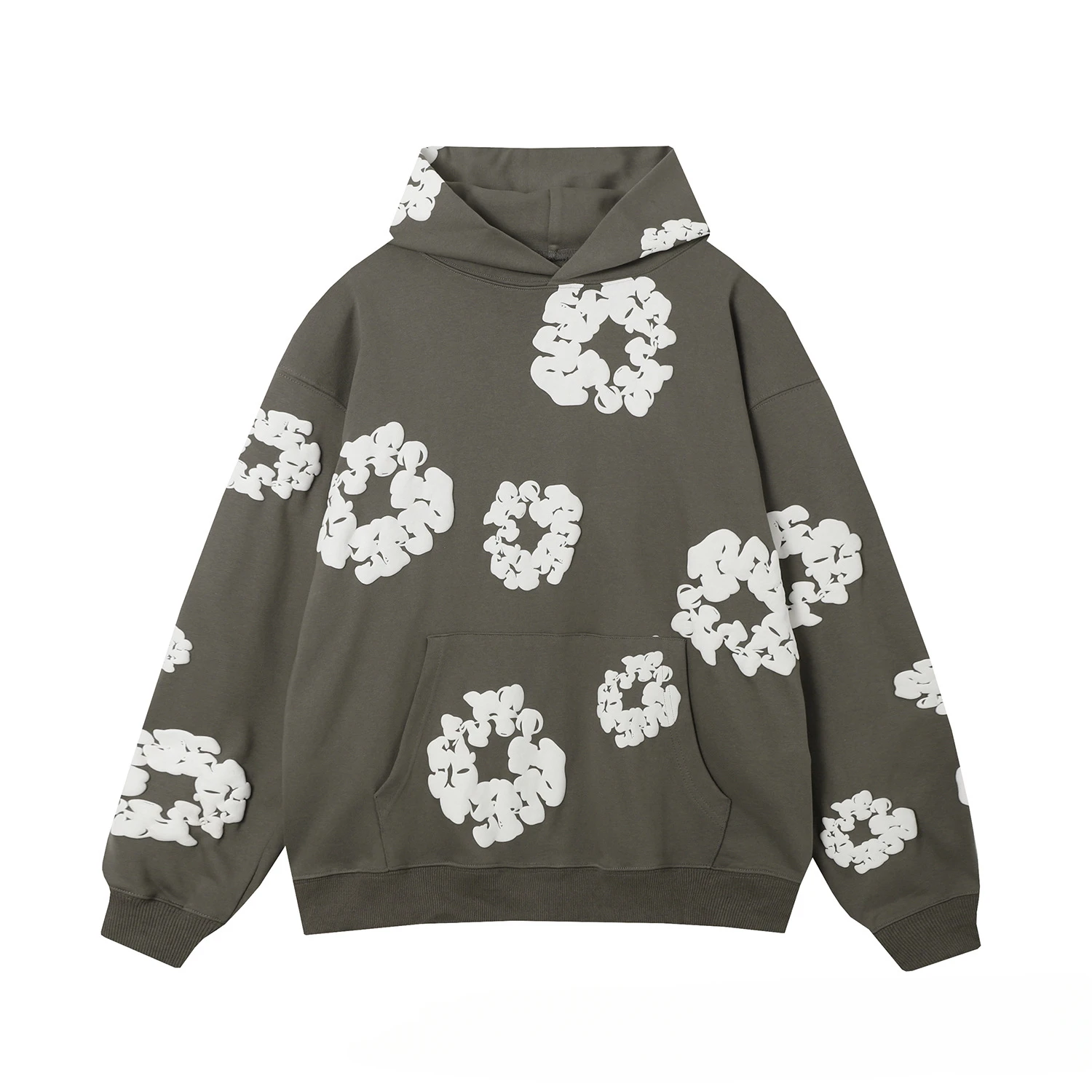 

Retro Printed Letter Embroidered Pullover for Men and Women's Street Wear, Plus Size Wool Hooded Sweatshirt