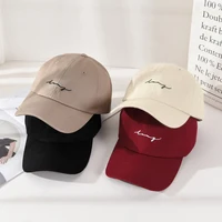 Cotton Women Baseball Cap Letter Embroidery Outdoor Visor Sun Hat Unisex Solid Color Simple Hip Hop Cap Adjustable Casual Bonnet 2