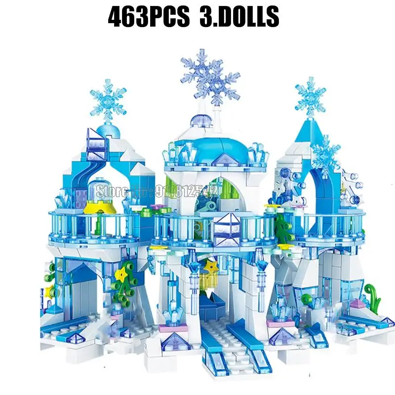 Jeu de Construction Château de Glace 463 Pcs & 3 Poupées