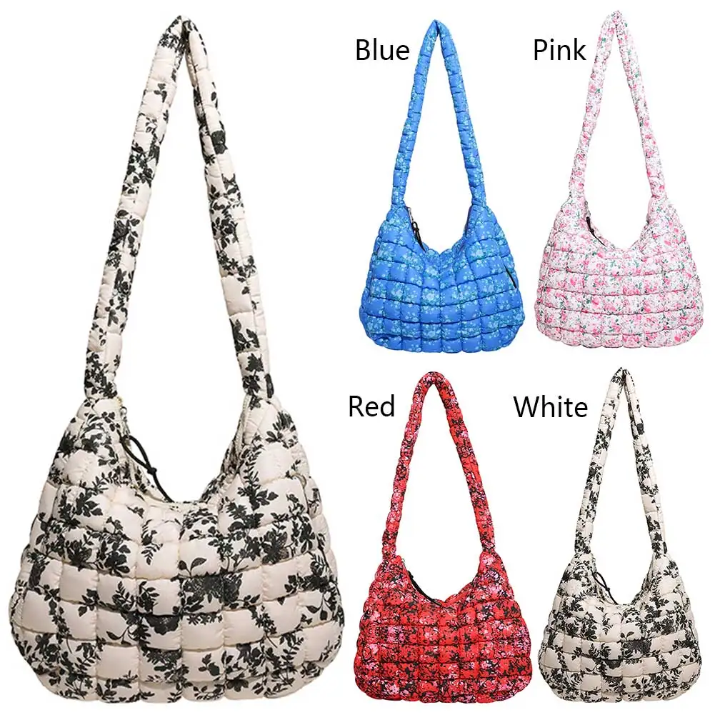 Quilted Puffer Bubble Tote Bag for Women with Zipper