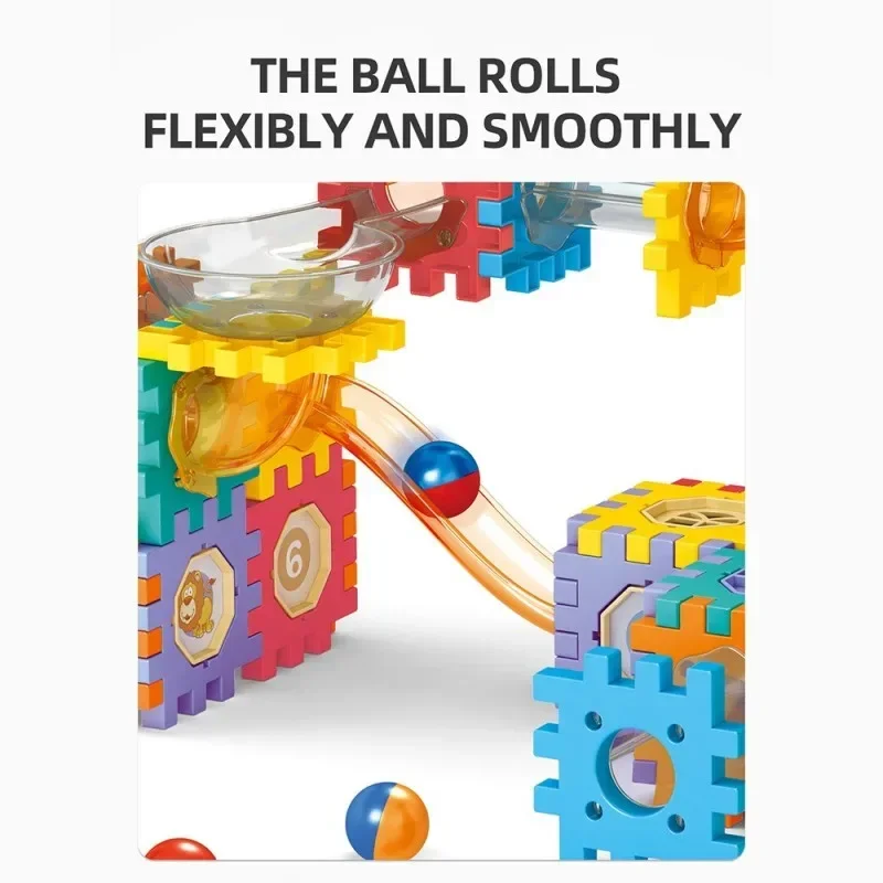 Variety track ball building block children DIY assembly build slide marble educational toy 2