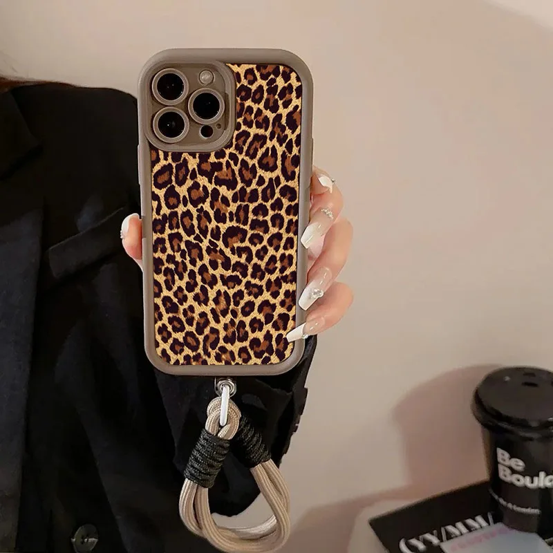Leopard Print Lanyard Cord Phone Case Cover