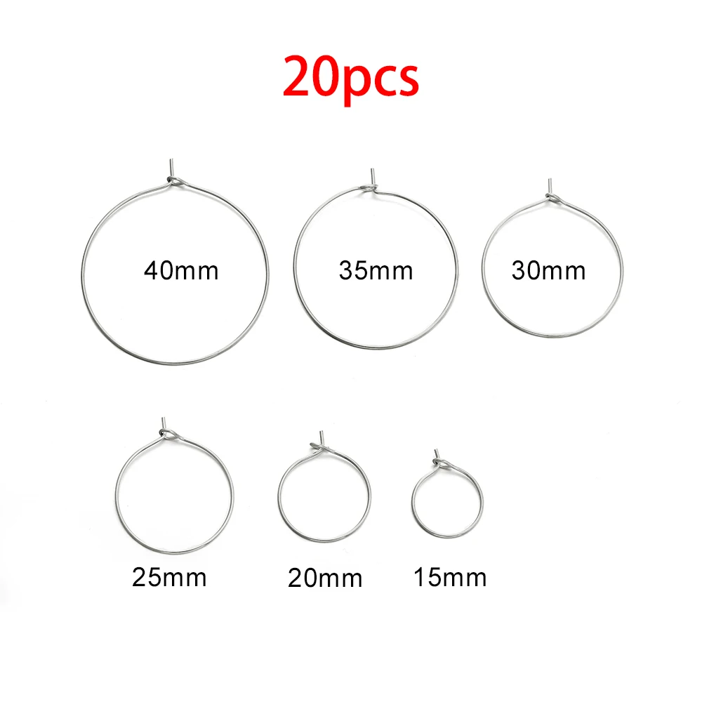 Gold Stainless Steel Large Circle Hoop Earrings - Premium DIY Jewelry Making Supplies (20 Pieces)