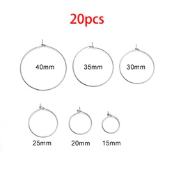 Gold Stainless Steel Large Circle Hoop Earrings - Premium DIY Jewelry Making Supplies (20 Pieces) - 35mm (Steel)