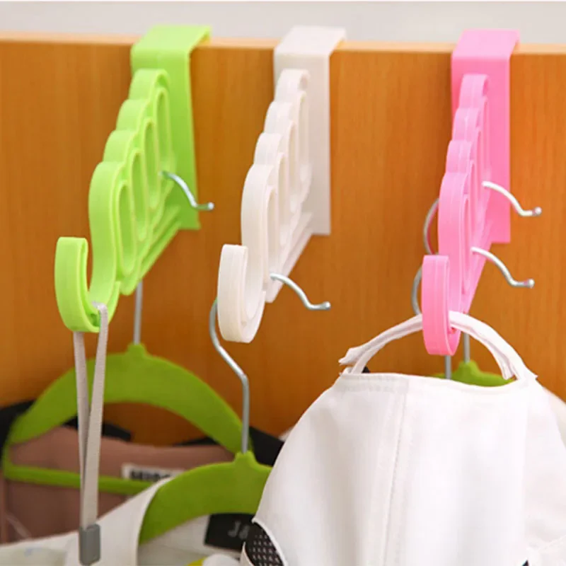 Household Multifunction Folding Clothes Hanger 5 Hole Drying Rack Bathroom Door Plastic Organizer Hanger Storage Rack 3