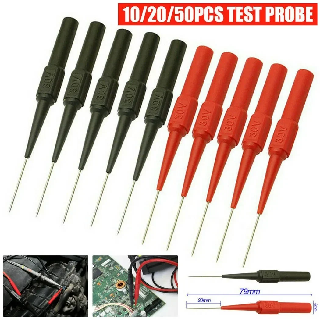 Test Probes 2/10 PCS Insulation Piercing Needle Non-destructive Multimeter Test Probes Red/Black 30V For Banana Plug