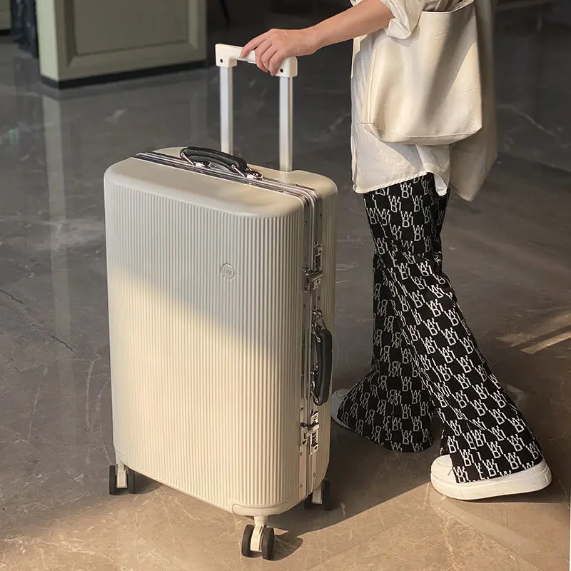 

Large Capacity Aluminum Frame Trolley Case School Girls New Suitcase Men's Spinner Cipher Travel Case Sturdy