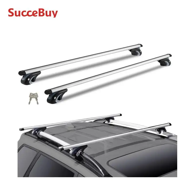 SucceBuy Roof Rack Crossbar Adjustable Aliuminum Roof Rail Crossbar Baggage Luggage Carrier 200LBS Silver Black car exterior parts