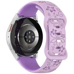 Two - Color Floral Engraved Silicone Strap - 22mm (Purple)