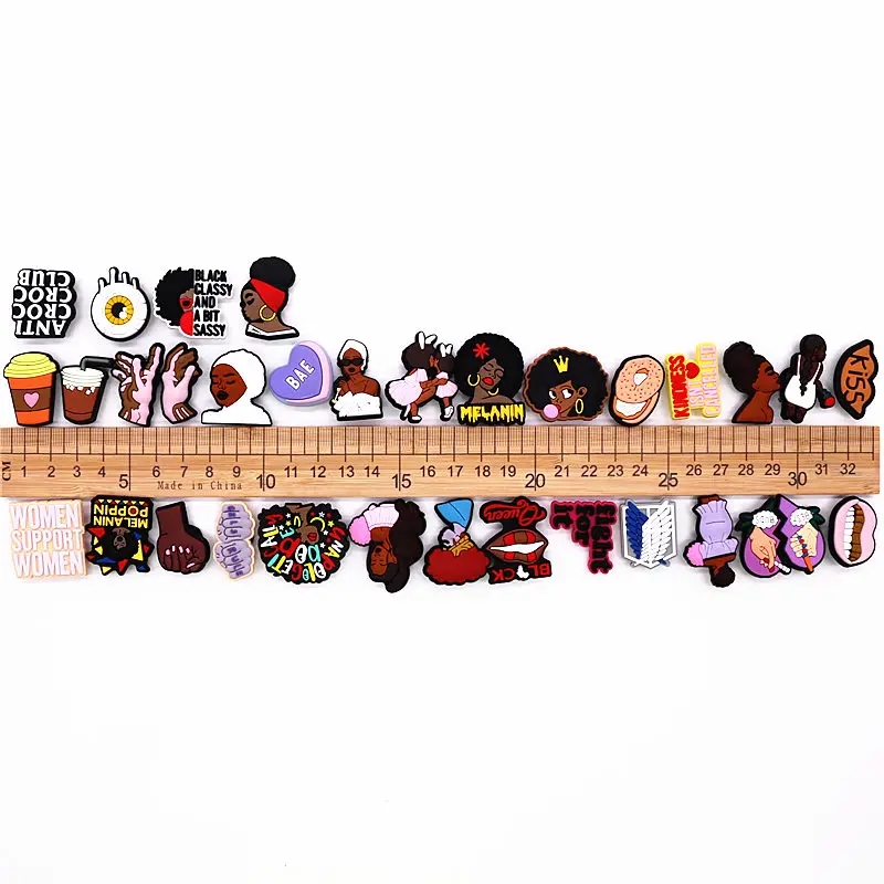 1pc Black Queen PVC Shoe Charm Decorations Best Buds Melanin Poppin Designer Shoes Accessory Clips Fit Kids X-mas Gift