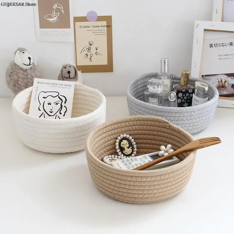 

INS Nordic Cotton Rope Storage Baskets Woven Desktop Sundries Kids Toys Organizer Box Baby Dirty Clothes Laundry Basket