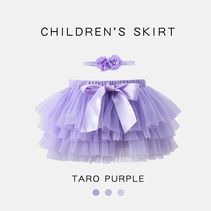 Baby Girls Tulle Tutu Bloomers Infant Newborn Diapers Cover 2pcs Short Skirts+Headband Set Girls Skirts Rainbow Baby Skirt 4