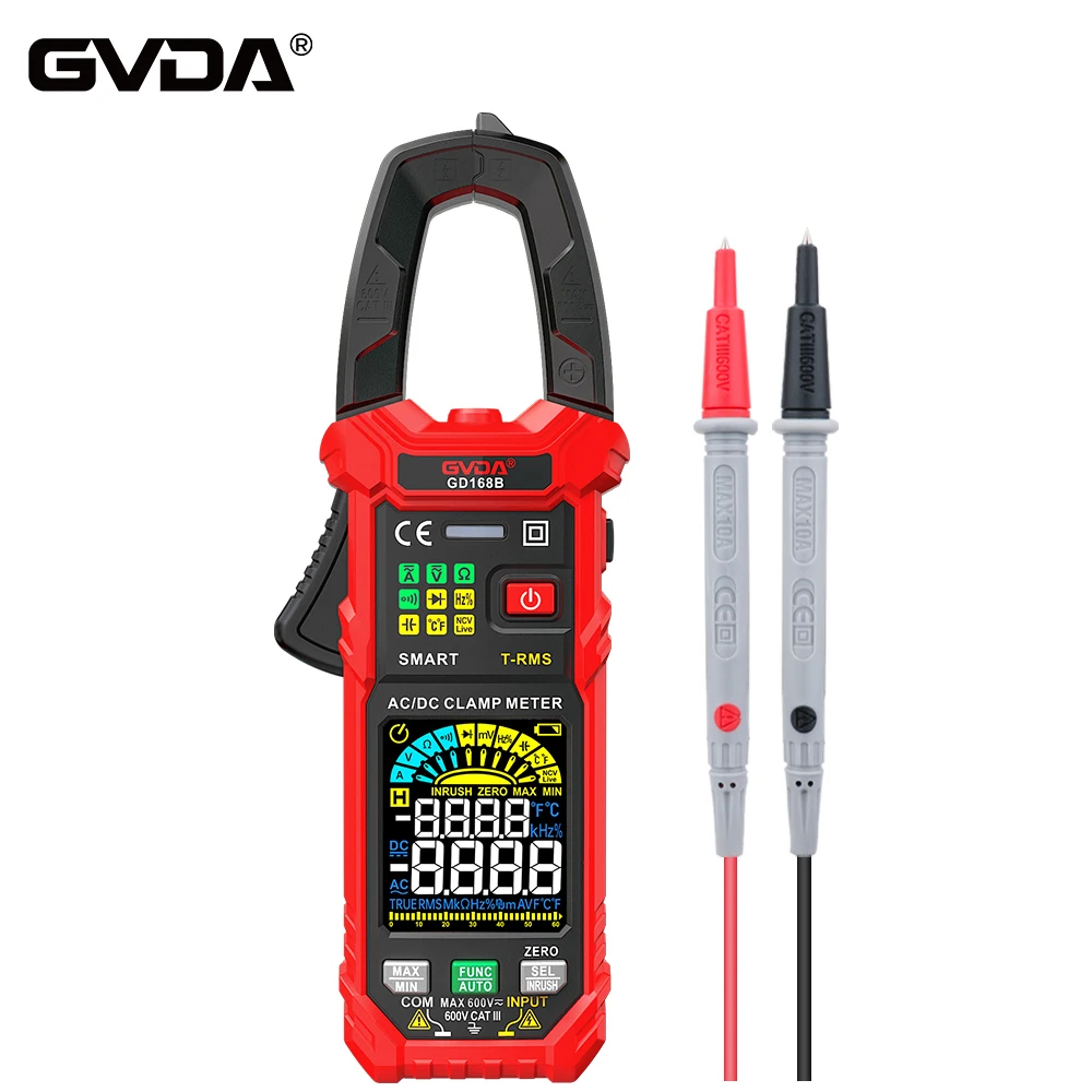 Gvda Digital Clamp Meter Auto Range True Rms Ncv Dc Ac Voltmetro Inrush Current Tester Voltmetro Automatico Smart Multimeter