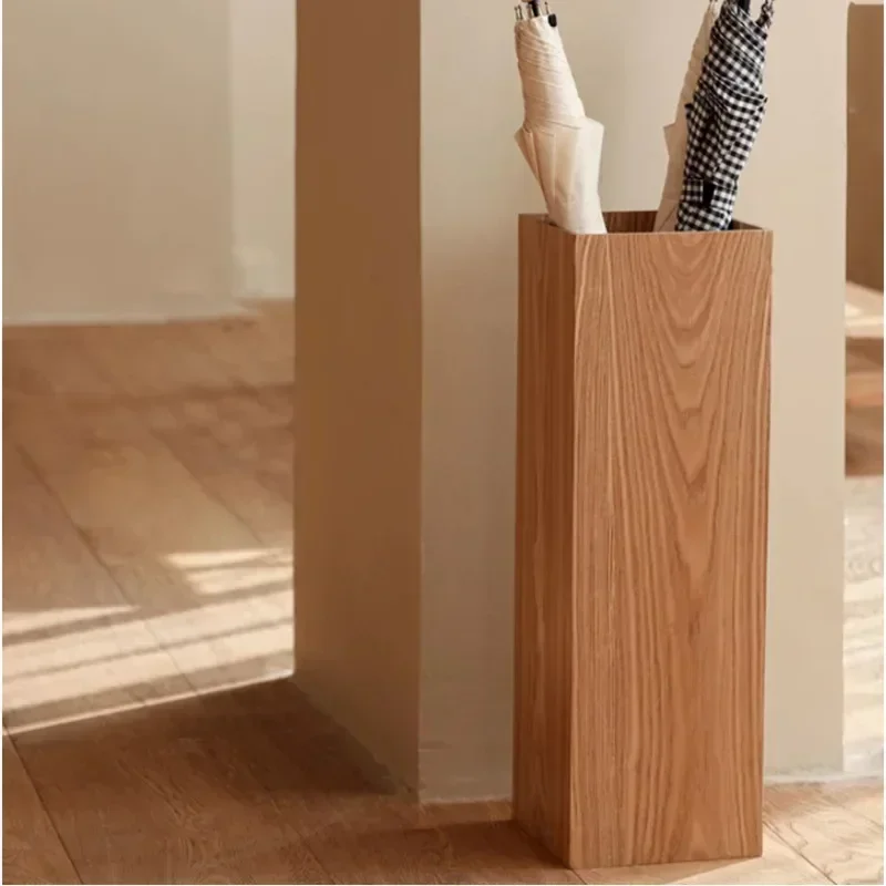 Japanese Style Home Parasol Holder Solid Wood Square Umbrella Stand Hotel Lobby Umbrella Rack Stable Load-bearing Parasol Stand