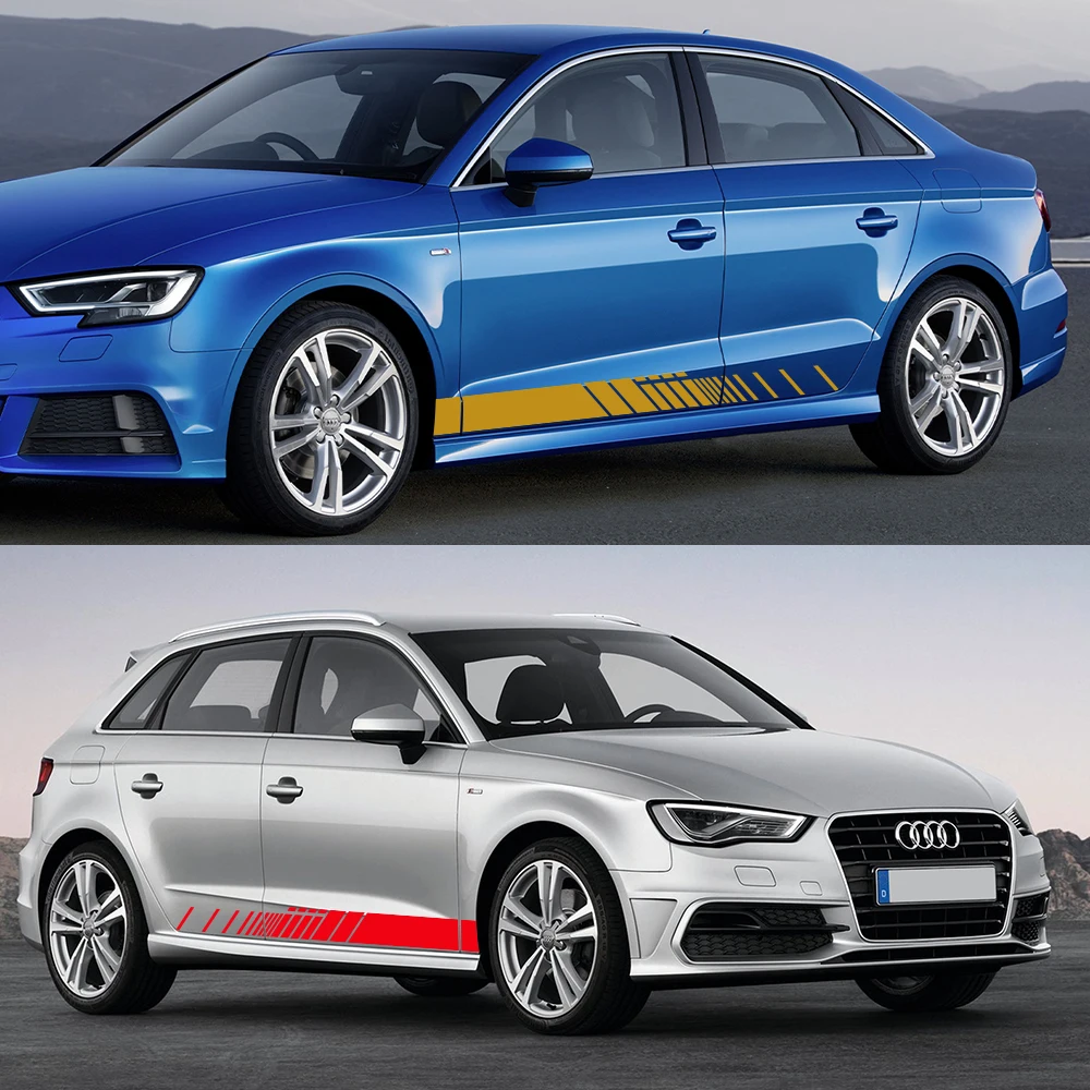 자동차 문짝 비닐 데칼 사이드 스커트 스티커, 아우디 A3 8V 8P 8L 8Y S3 RS3 세단 스포츠백 리무진, 외부 방수 장식