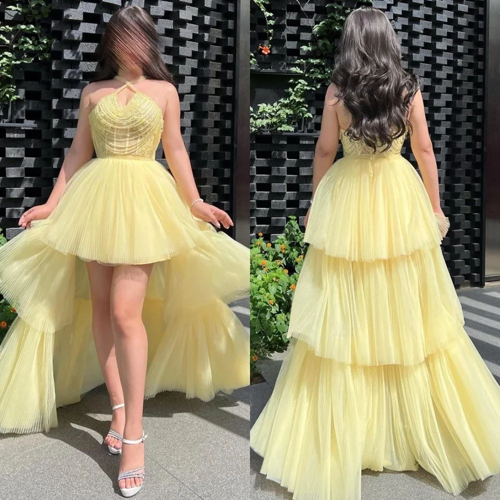 

Prom Dresses Elegant Cross Strapless Sleeveless High Low Open Back Party Dress Floor Length Formal Evening Gowns