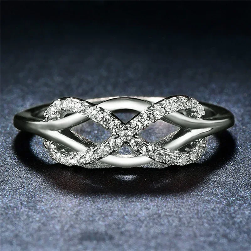 Women Fashion Engagement Rings Stack Skinny Micro Pave Crystal Wedding Bridal Party Cubic Zirconia Rings Sets Jewelry Gifts