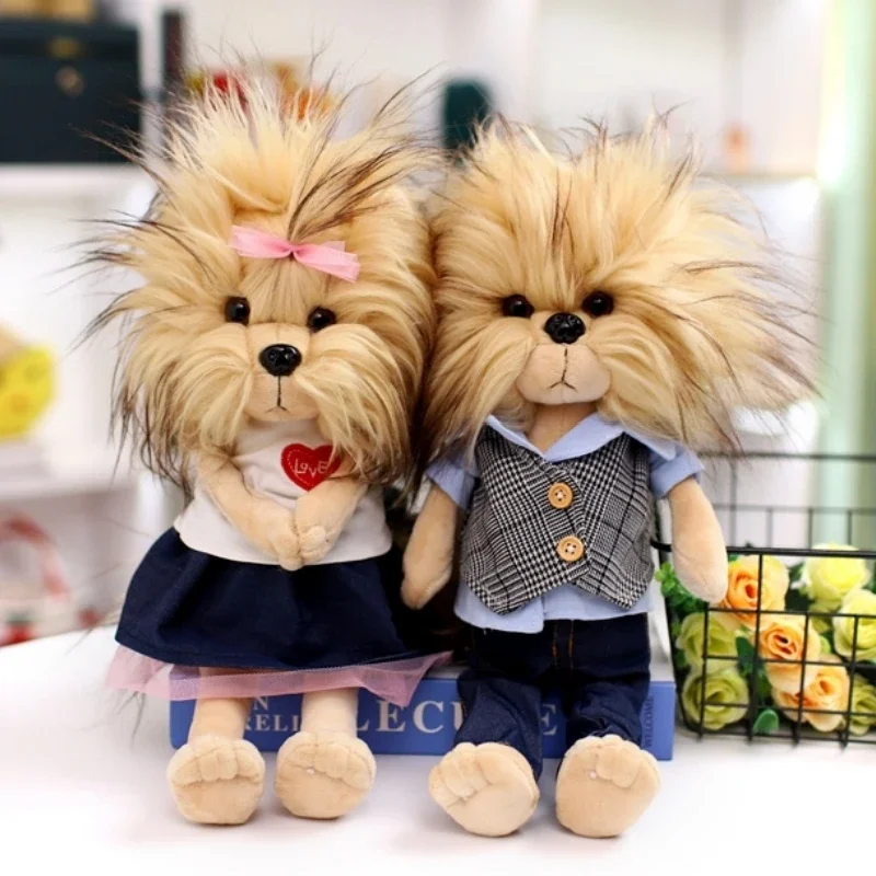 Lifelike Yorkshire Couple Dog Plush Toy Stuffed Animals High