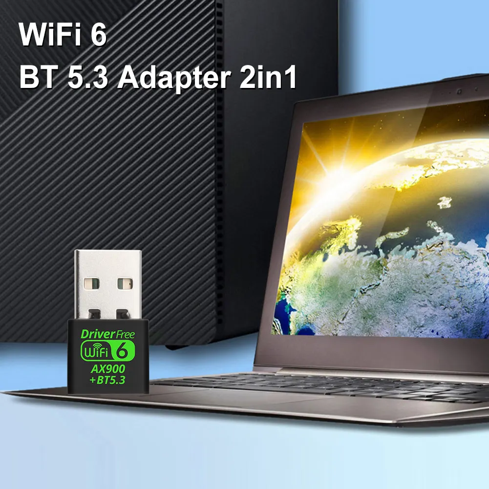 USB WiFi 6 블루투스 호환 5.3 어댑터 USB WiFi 어댑터 900Mbps 무선 네트워크 외부 수신기 드라이버 무료(Win11/10용)