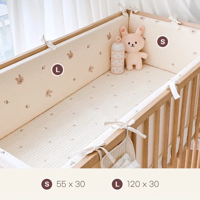 Baby Crib Fence Set Bear Embroidery Baby Crib Bumper Children's Cot Bumper Qualited Cotton Baby Bed Protection Bumper Baby Crib 2