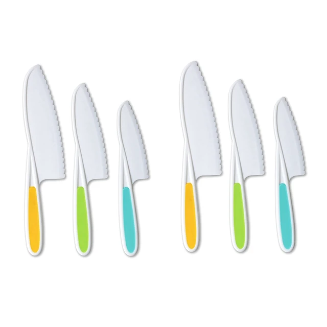 Knives for Kids 6-Piece Nylon Kitchen Baking Knife Set,Children'S Cooking  Knives Firm Grip, Serrated