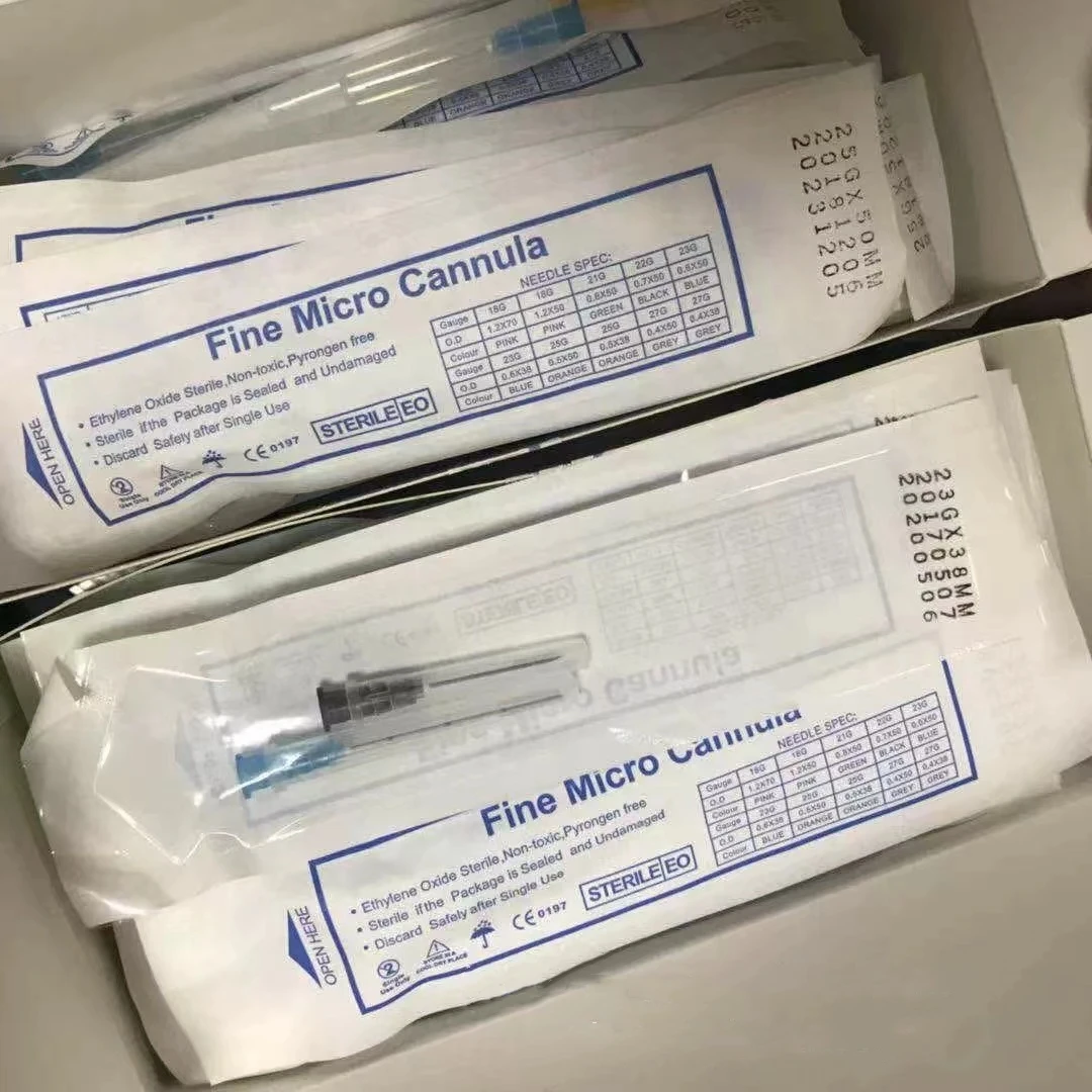 Microcannula Sterile Medical Fine Needle 18G 22G 25G 38mm 50mm 70mm blunt cannula for Injectable Hyaluronic Acid Fillers 6
