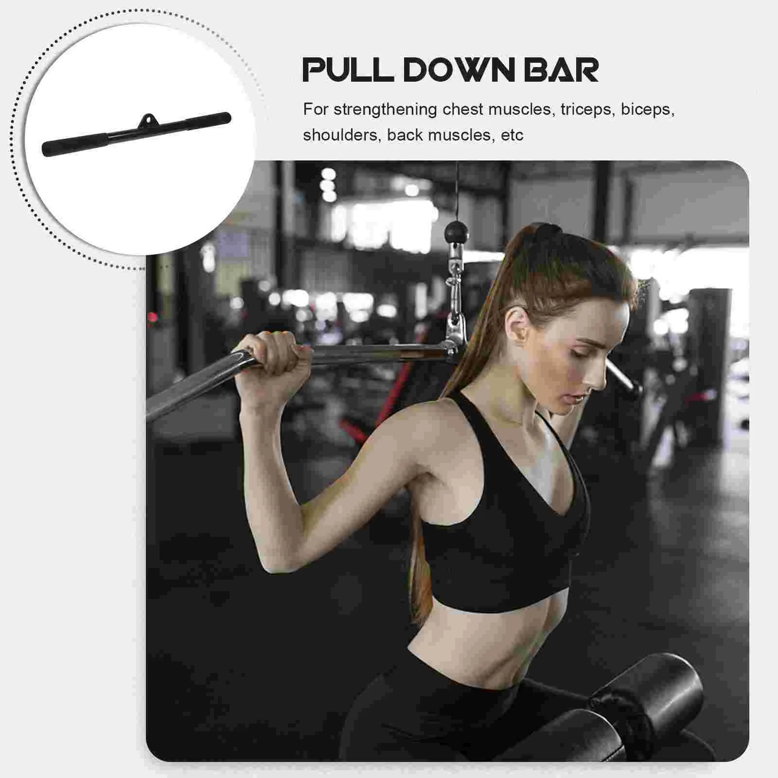 Pull Back Rod Down Bar Bicep Triceps Trainer Fitness Equipment High Training Handle Supplies Biceps Gym Barbell