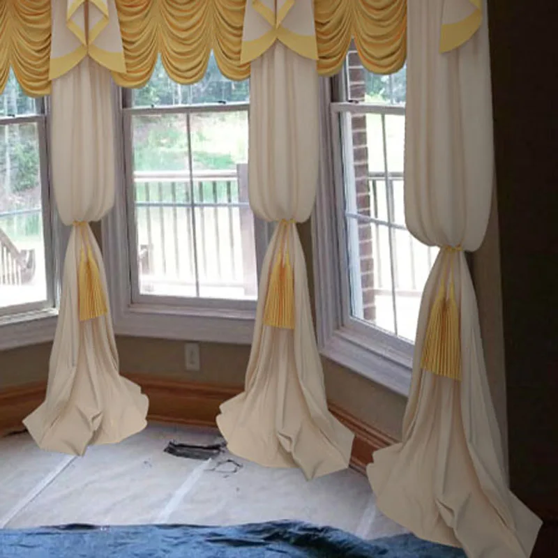 Curtains canopy pure color curtain Roman Blinds Waving folds Round Window angle Curtain corner Curtains Drapers Drapery valance