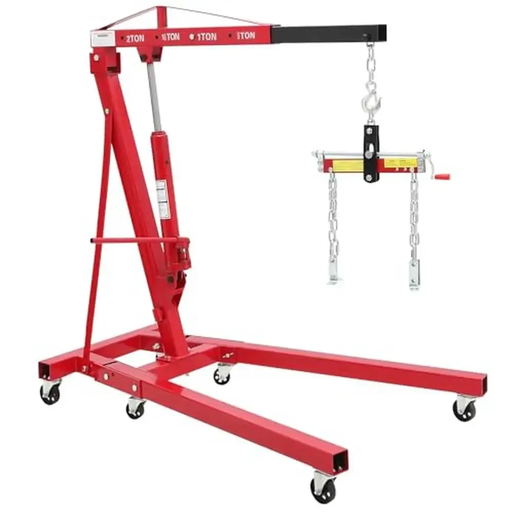 4400lbs Telescopic Boom Hydraulic Engine Crane Sturdy Steel Frame Adjustable Legs Easy Lifting and Heavy Duty Performance Ideal