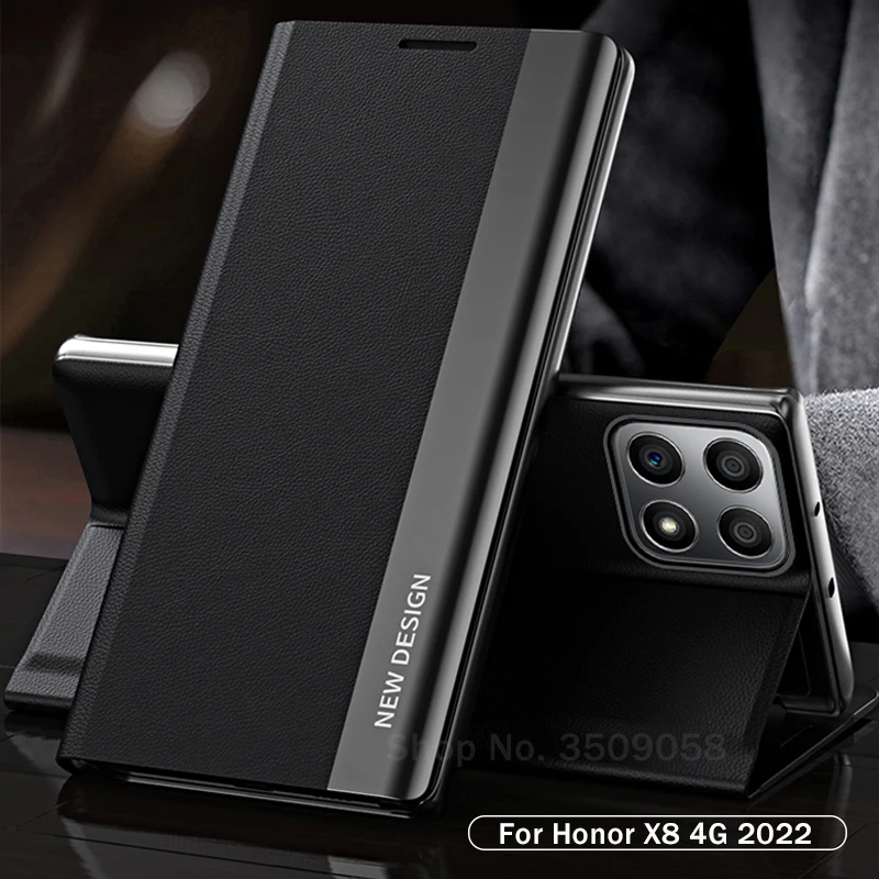 Luxury Leather Flip Book Stand Cover For Honor X8 2022 Case Holder Wallet Phone Coque Honer Honar X8 X 8 HonorX8 TFY-LX1_voghion.com