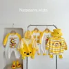 Yellow Collection Spring Autumn Baby Girl Boy Round Collar Long Sleeves Cartoon Bear Bodysuit/Romper Newborn Jumpsuit K31266