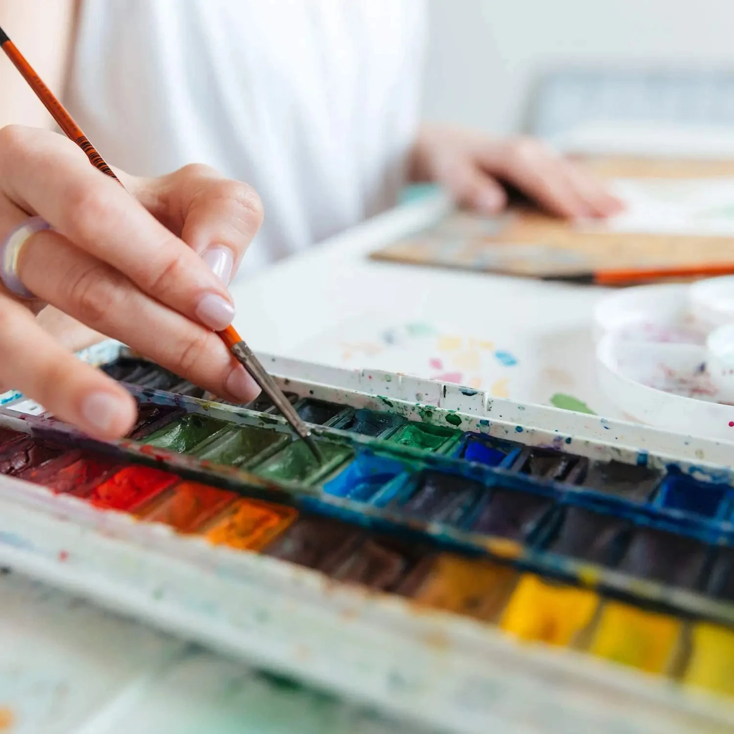 1ml 3.2ml 7.2ml 흰색 플라스틱 페인트 팔레트 안료 트레이 수채화 아크릴 페인팅 미술 학생 학교 사무용품