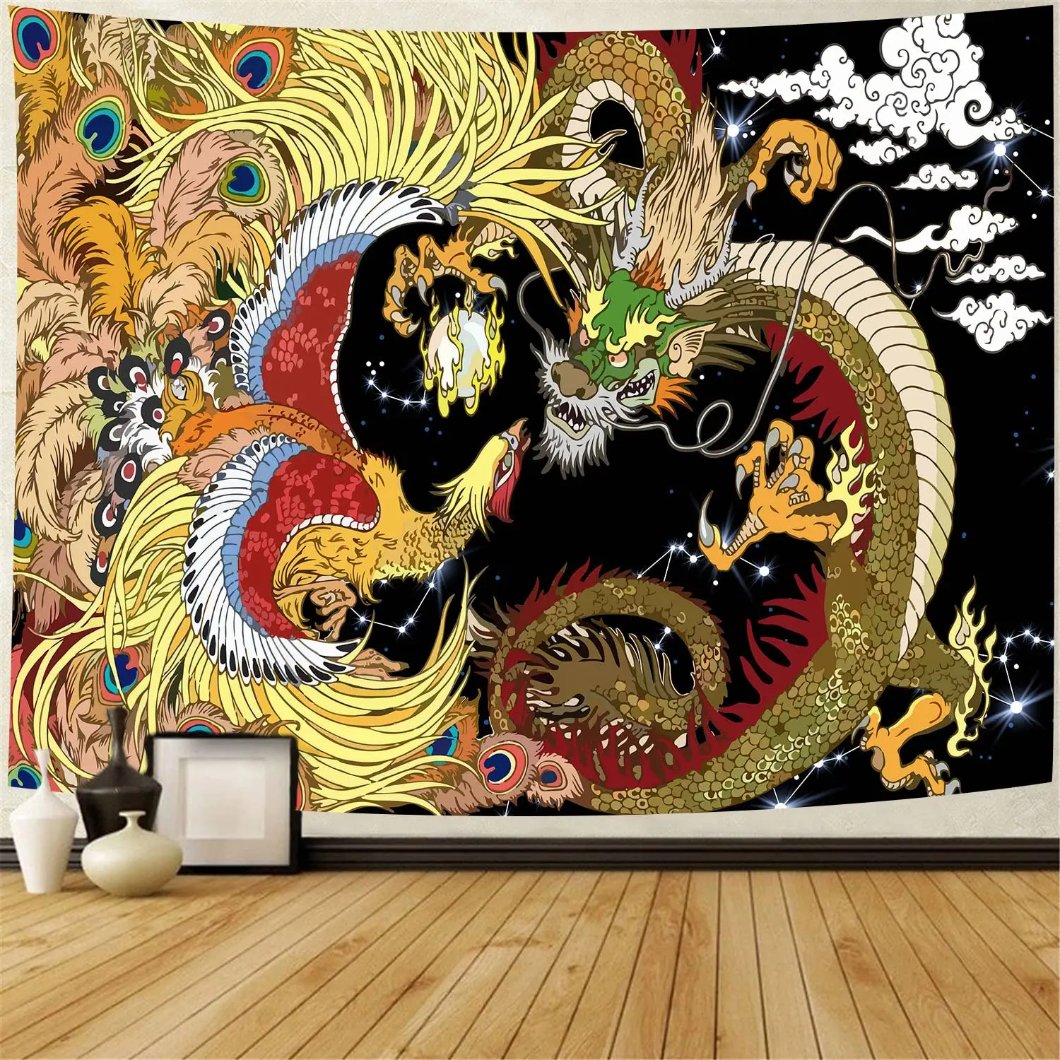 DELIBEST Arazzo da appendere alla parete a tema gotico con animali fantasy, mitologia, drago, estetico, decorazione da parete per camera da letto, soggiorno, dormitorio, 76,2 x 101,6 cm