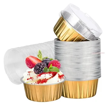 50pcs Aluminum Foil Ramekins & Cupcake Baking Cups with Lids 1